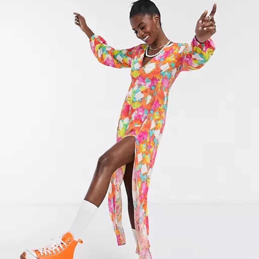 ASOS Made In Kenya tie dye neon kaftan dress